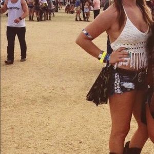 World festival white fringe top